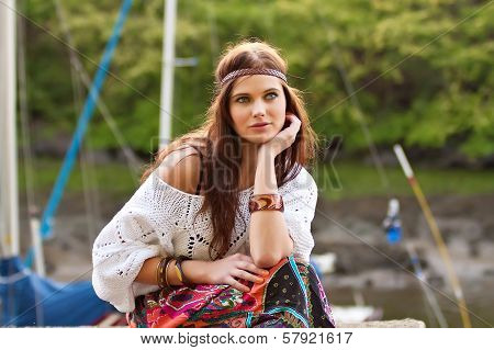 Portrait Of Young Hippie Girl