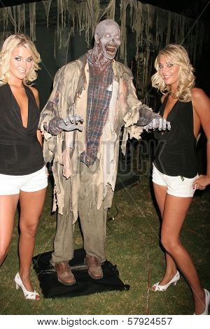 Kristina Shannon and Karissa Shannon  at the Playboy Mansion Halloween Party Preview. Playboy Mansion, Holmby Hills, CA. 10-24-08
