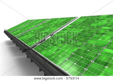 Détail d'une ligne verte panneaux solaires