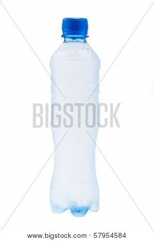 Misted plastic bottle of water