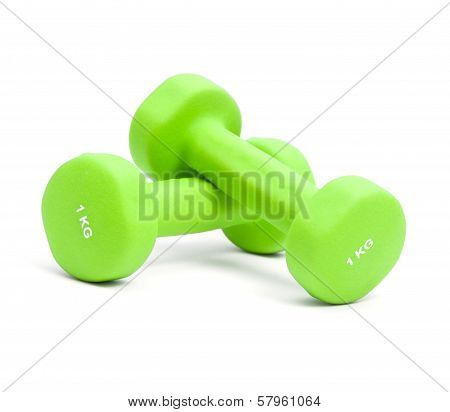 Two Dumbbells On A White Background