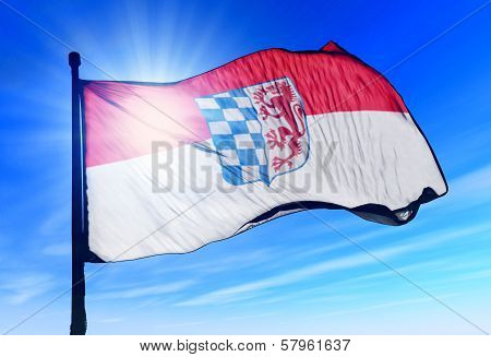 Lower Bavaria (GER) flag waving on the wind