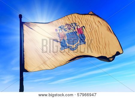 New Jersey (USA) flag waving on the wind