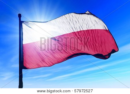 Poland flag waving on the wind