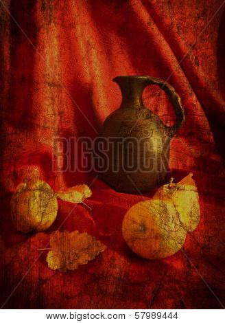 Still life with jug and pears