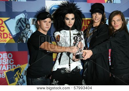 Tokio Hotel  in the press room at the 2008 MTV Video Music Awards. Paramount Pictures Studios, Los Angeles, CA. 09-07-08