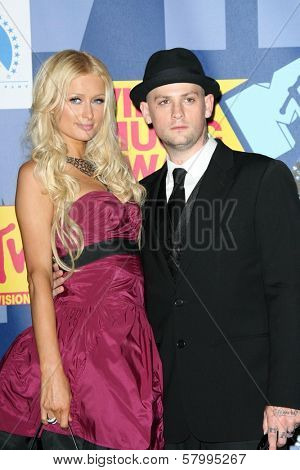 Paris Hilton and Benji Madden  in the press room at the 2008 MTV Video Music Awards. Paramount Pictures Studios, Los Angeles, CA. 09-07-08