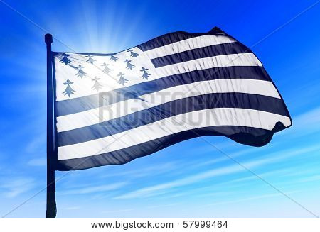 Brittany (France) flag waving on the wind