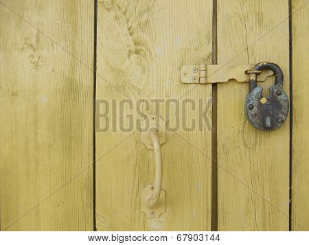 Painted boards with lock and handle