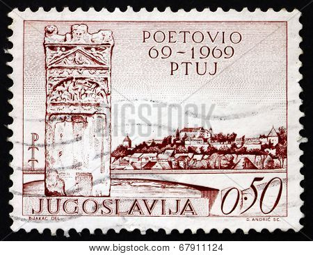 Postage Stamp Yugoslavia 1969 Roman Memorial And View Of Ptuj