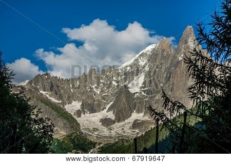 View Of Dru Peak In Chamonix, Alps, France