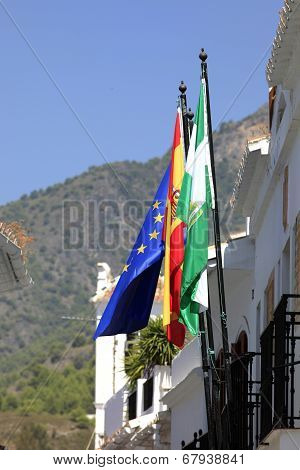 Flags outside Frigiliana Town Hall