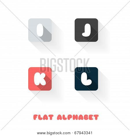 I J K L - Flat Design Button Alphabet