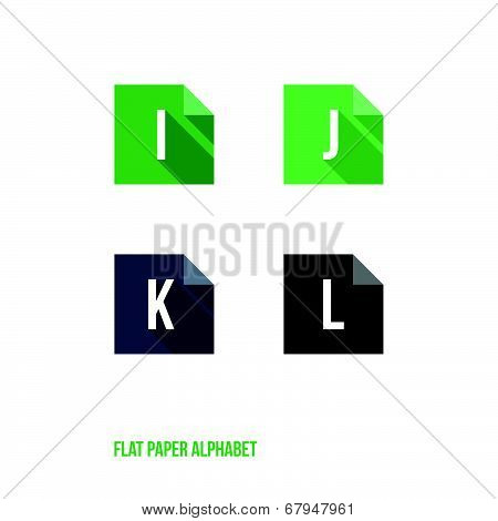 I J K L - Flat Design Paper Button Alphabet