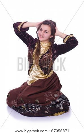 Young lady dancing traditional azeri dance