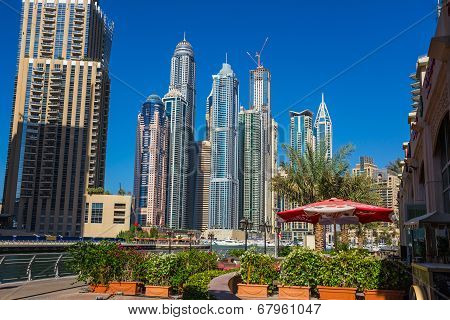 High Rise Buildings And Streets In Dubai, Uae
