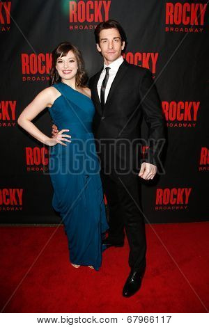 NEW YORK-MAR 13: Actors Margo Seibert (L) and Andy Karl attend the 'Rocky' Broadway opening night after party at Roseland Ballroom on March 13, 2014 in New York City.