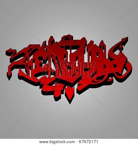 Graffiti - red and black wild style illustration