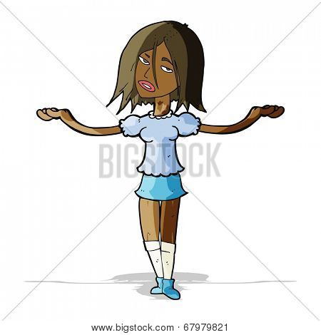 cartoon woman shrugging shoulders