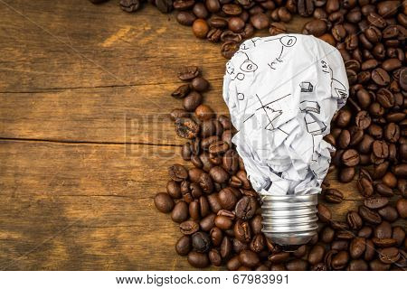 Light bulb on  coffee beans
