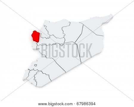 Map of Latakia. Syria. 3d