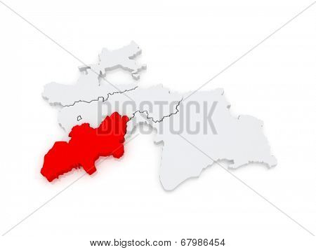Map of Khatlon. Tajikistan. 3d