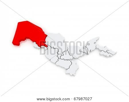 Map of Karakalpakstan. Uzbekistan. 3d