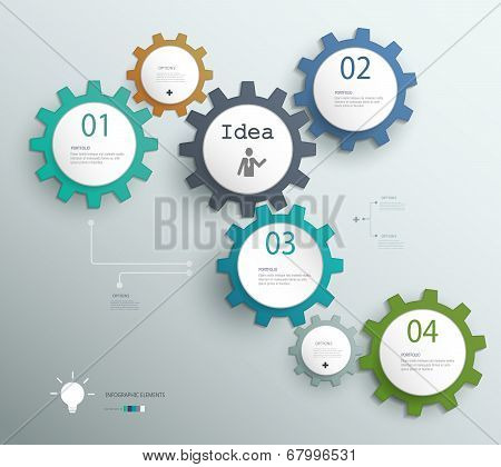 Gears Infographics Number Options Banner & Card.