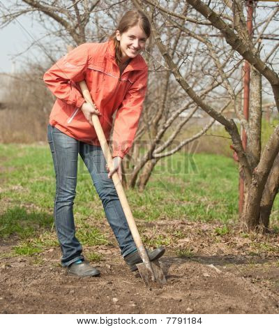 Woman Working With Shovel