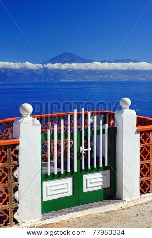Agulo and El Teide Volcano, La Gomera, Spain, Europe