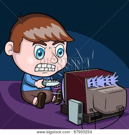 Boy plays video games