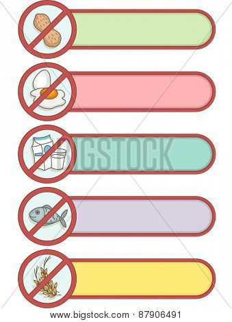 Illustration of Ready to Print Labels Featuring Common Allergies
