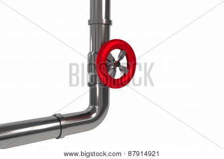 Industrial Pipeline With Red Valve Isolated