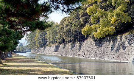 Canal Around Nijo Castle In Kyoto Japan