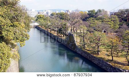 Canal Around Nijo Castle In Kyoto Japan