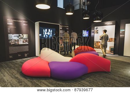 People Visiting Fuorisalone 2015 At Ventura Lambrate Space In Milan, Italy