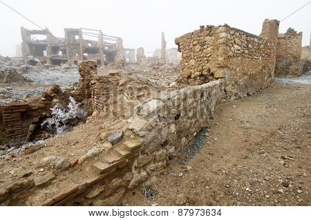 Belchite village destroyed in a bombing during the Spanish Civil War, Saragossa, Aragon, Spain.
