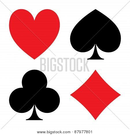 Vector Playing Card Suit Icon Symbol Set.