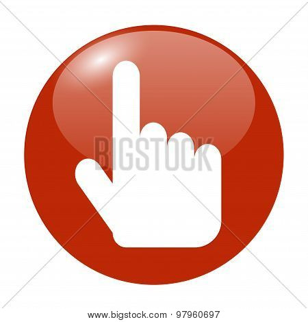 Sign Emblem Vector Illustration. Hand With Touching A Button Or Pointing Finger.