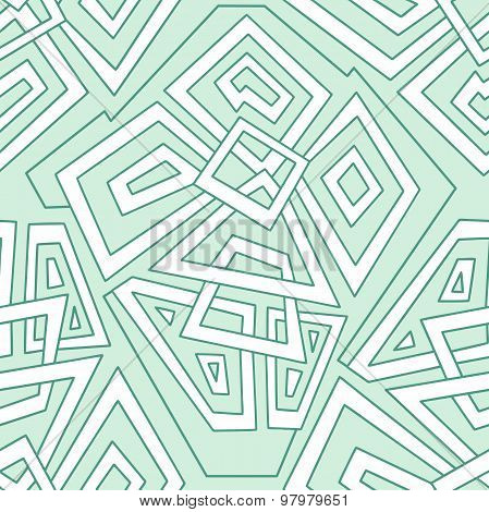 Detailed seamless geometric pattern in pale green tones. Seamless pattern, background