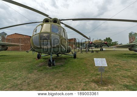 KRUMOVO, PLOVDIV, BULGARIA - 29 APRIL 2017:  Helicopter Mil Mi-8 in Aviation Museum near Plovdiv Airport, Bulgaria