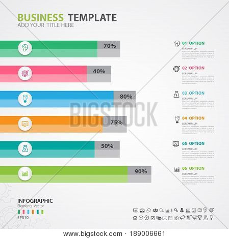 Infographics elements diagram with 6 steps options Vector illustration Rectangular 3d icon presentation advertisment Process chart business flyer banner design web design timeline silde