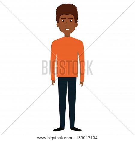young man black avatar character vector illustration design
