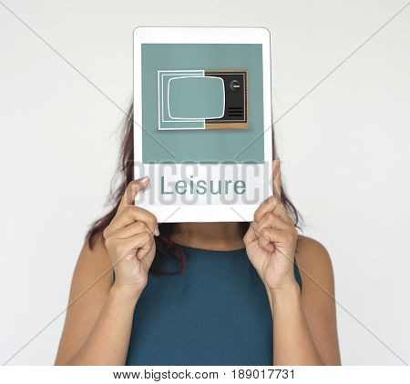 Illustration of recreation media entertainment TV on digital tablet