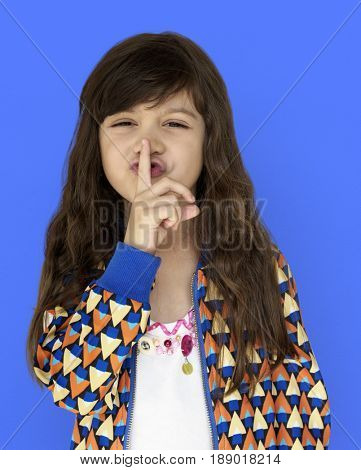 Little Girl Smiling Happiness Quiet Shut Up Secret Shh Portrait