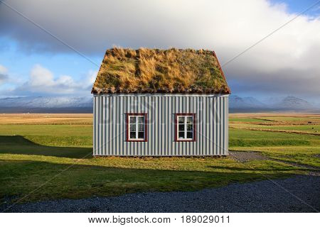 Charming traditional turf house in Glaumbaer Iceland
