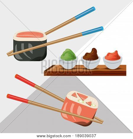 delicious sushi japanese dish menu restaurant vector illustration