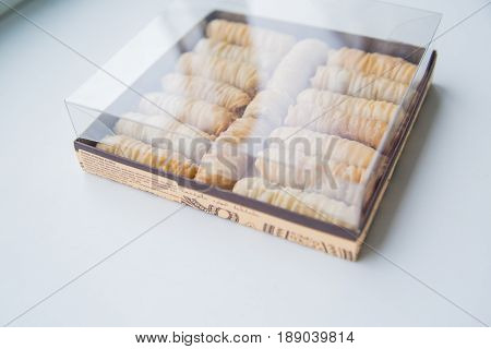 Baklava is a Middle-Eastern dessert. It is a rich, sweet pastry made of layers of filo filled with chopped nuts