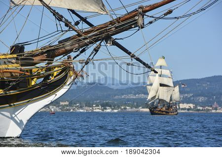 Two tall ships doing battle - Bellingham WA