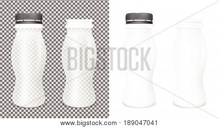 Transparent empty plastic bottle for yogurt. Packaging for sour cream, sauce and snack.